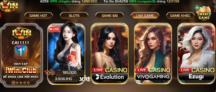 Trải Nghiệm LiveStream Casino Iwin Club Với Cảm Giác Chân Thực Như Tại Sòng Bài